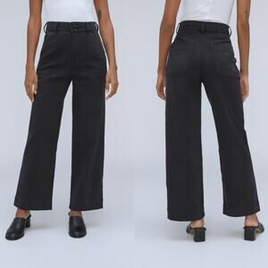 New Everlane The Organic Wide Leg Pant High Rise Black Women 4 NWT Casual